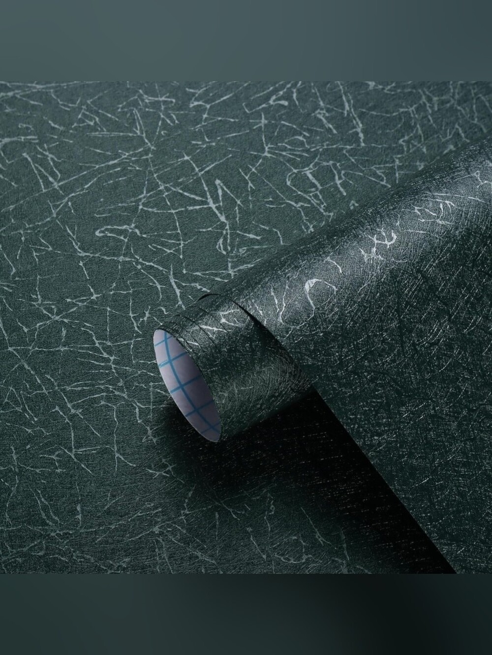 Safiyya Dark Green Silk Texture Wallpaper 393" x 17.3" Waterproof Peel & Stick